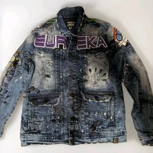 Dexter's Laboratory Cartoon Network Denim Jean Jacket Mens Sz Medium Multicolor